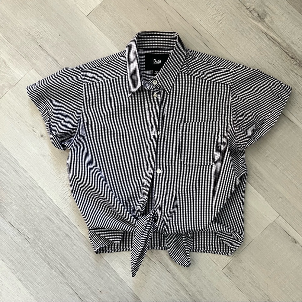 Dolce & Gabbana gingham tie cropped shirt, size S